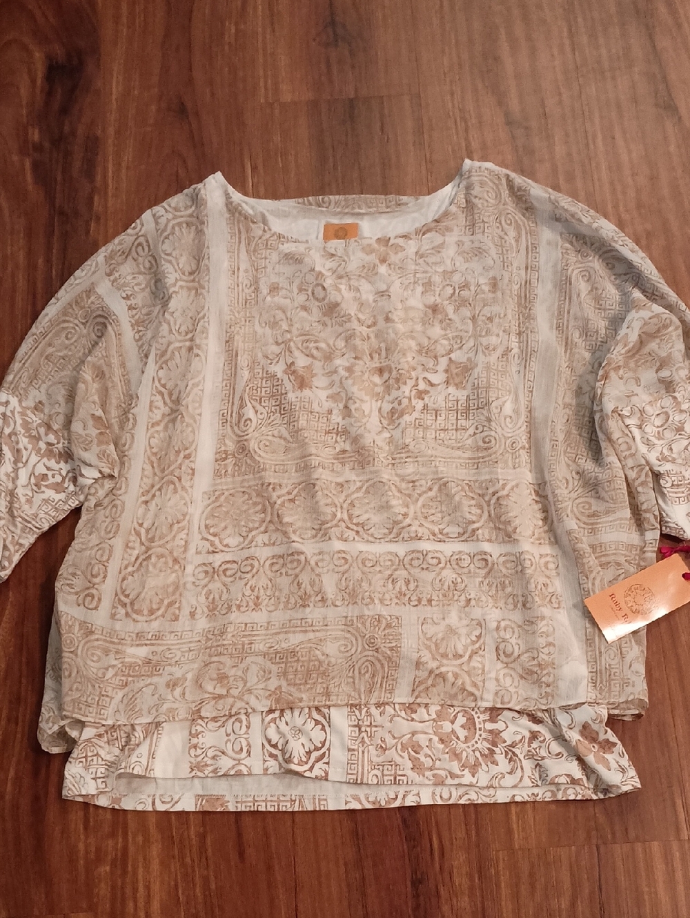 Ruby Rd. Cream and Tan Tunic